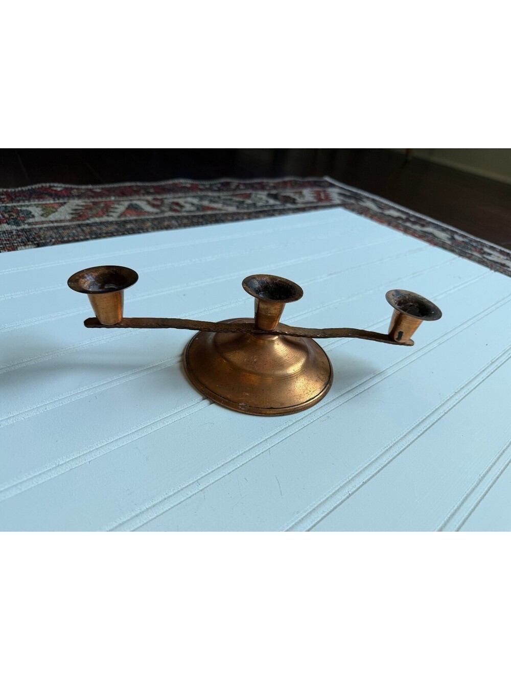 Vintage Empire Copper 3-Arm Candelabra Candle Holder MCM